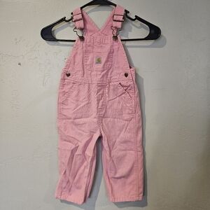 Carhartt Toddler Girl 2T Pink Denim Overalls Workwear Utility Farm Outdoor